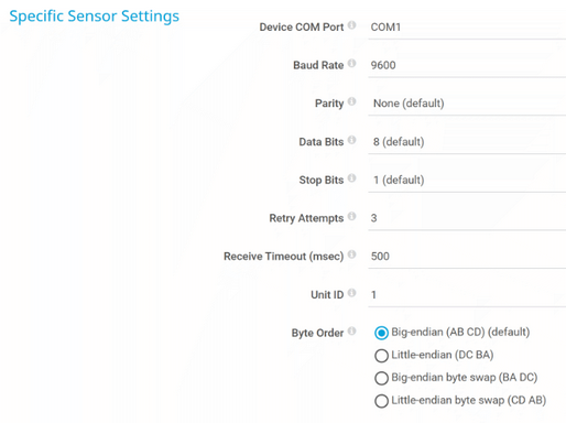 Specific Sensor Settings